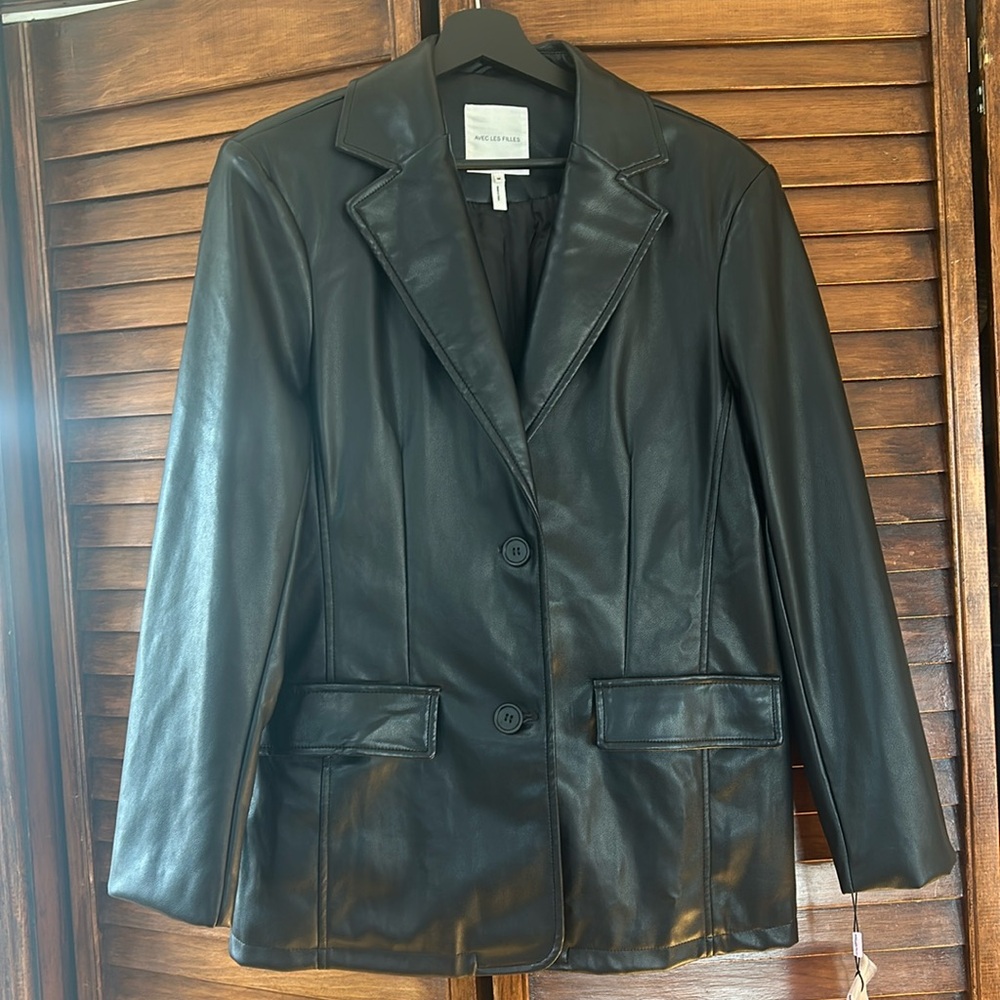 NWT AVEC LES FILLES Faux Leather Blazer - Medium